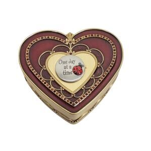 Things Remembered Heart Keepsake Box Gold Velvet Lined Jewelry Valentine Gift